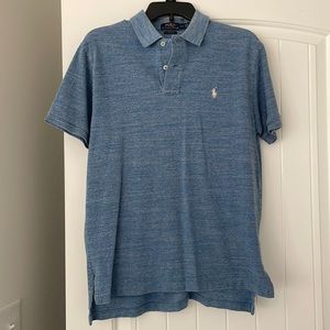 blue polo ralph lauren collared shirt